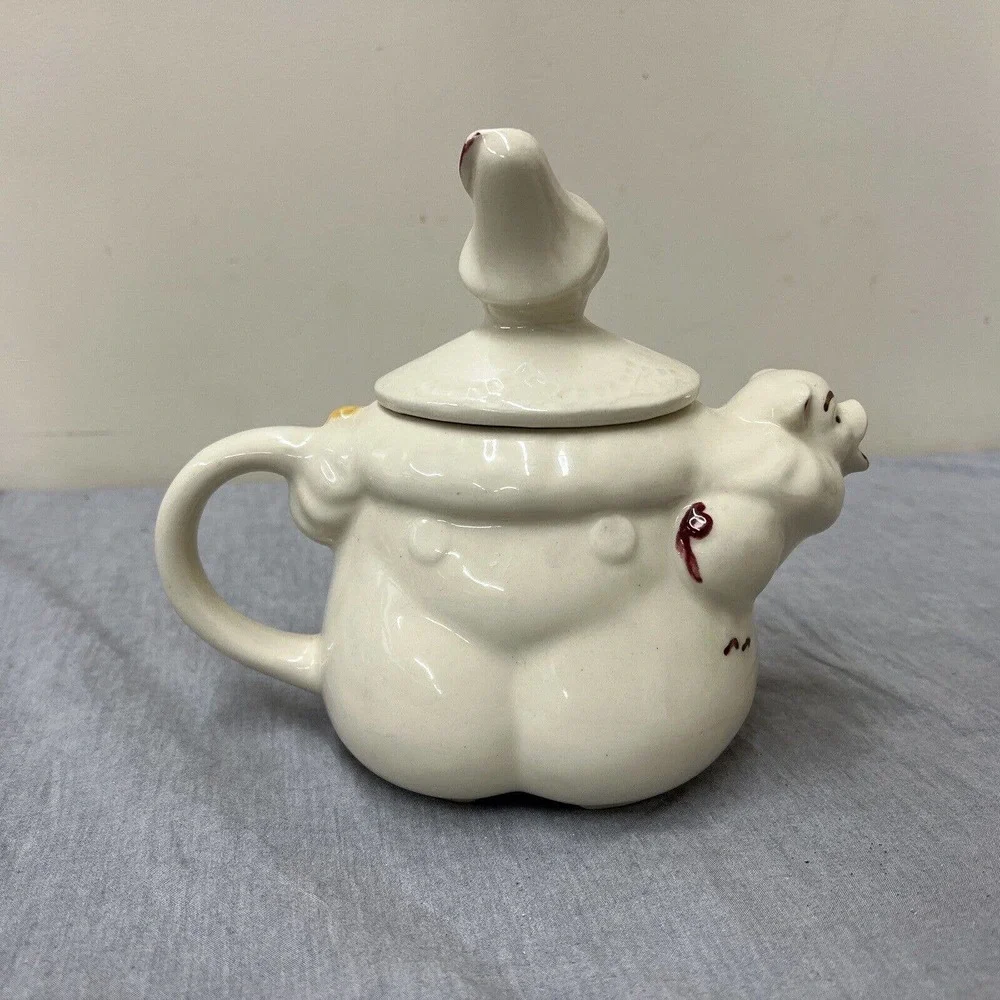 Tom the Pipers Son 7” Porcelain Tea Pot Vintage 1940’s Shawnee Pottery FS Chrty